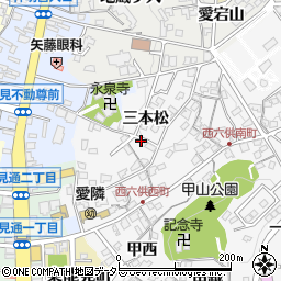 愛知県岡崎市六供町三本松5周辺の地図