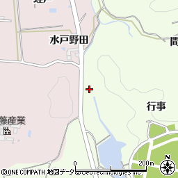 愛知県岡崎市板田町行事周辺の地図