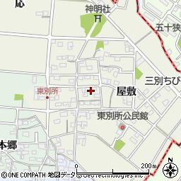 愛知県安城市東別所町屋敷周辺の地図
