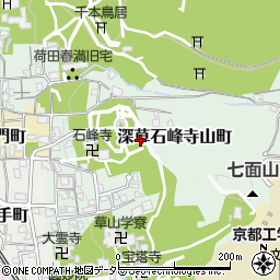 京都府京都市伏見区深草石峰寺山町周辺の地図