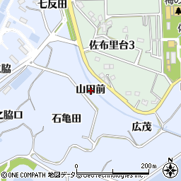 愛知県知多市佐布里山田前周辺の地図