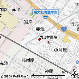 愛知県岡崎市矢作町赤池周辺の地図