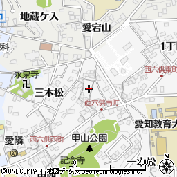 愛知県岡崎市六供町清水周辺の地図