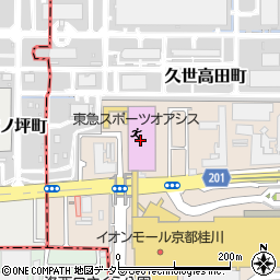 イオンモール京都桂川フィットネス棟駐車場周辺の地図
