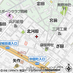 愛知県岡崎市矢作町北河原周辺の地図
