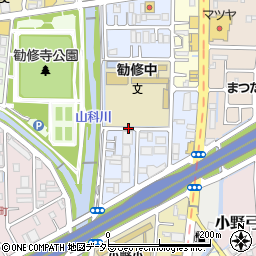 京都府京都市山科区勧修寺平田町周辺の地図