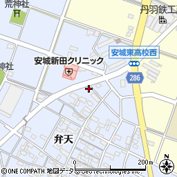 愛知県安城市新田町縦町周辺の地図