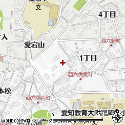 愛知県岡崎市六供町東二本木周辺の地図