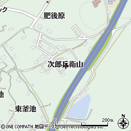 愛知県知多郡東浦町緒川次郎兵衛山周辺の地図