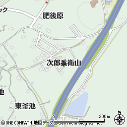 愛知県東浦町（知多郡）緒川（次郎兵衛山）周辺の地図