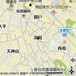 愛知県知多市岡田（高見）周辺の地図