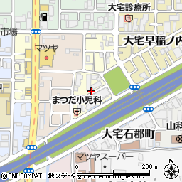 京都府京都市山科区大宅関生町周辺の地図
