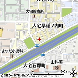 京都府京都市山科区大宅早稲ノ内町155周辺の地図