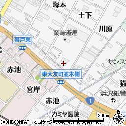 愛知県岡崎市東大友町土下35周辺の地図