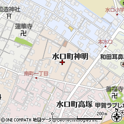 滋賀県甲賀市水口町神明周辺の地図