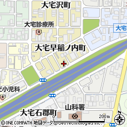 京都府京都市山科区大宅早稲ノ内町208-6周辺の地図