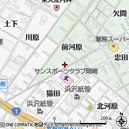 愛知県岡崎市中園町前河原45周辺の地図