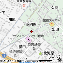 愛知県岡崎市中園町前河原45-1周辺の地図