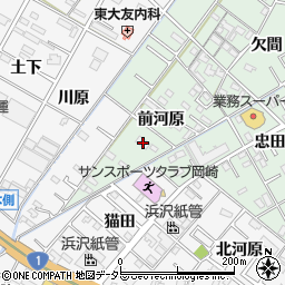 愛知県岡崎市中園町前河原28周辺の地図