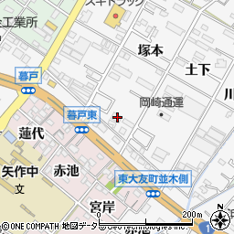 愛知県岡崎市東大友町塚本43周辺の地図