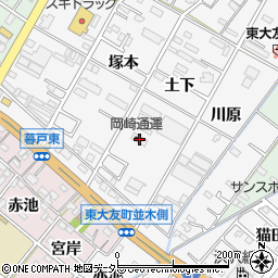 愛知県岡崎市東大友町土下21周辺の地図