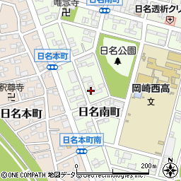 愛知県岡崎市日名南町周辺の地図
