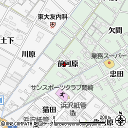 愛知県岡崎市中園町前河原24周辺の地図