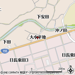 愛知県知多市日長（大小平地）周辺の地図