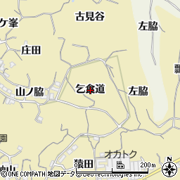 愛知県知多市岡田乞食道周辺の地図
