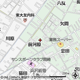 愛知県岡崎市中園町前河原18周辺の地図