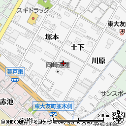 愛知県岡崎市東大友町土下19周辺の地図
