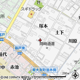 愛知県岡崎市東大友町塚本48周辺の地図