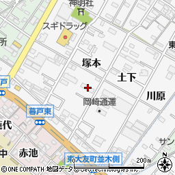 愛知県岡崎市東大友町塚本50周辺の地図