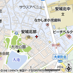愛知県安城市新田町丼東周辺の地図
