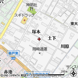 愛知県岡崎市東大友町塚本55周辺の地図