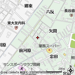 愛知県岡崎市中園町欠間81周辺の地図
