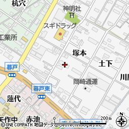 愛知県岡崎市東大友町塚本33周辺の地図