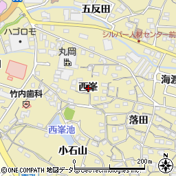 愛知県知多市岡田西峯周辺の地図