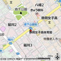 タイムズ静岡稲川第２駐車場周辺の地図