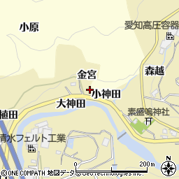 愛知県岡崎市須淵町（金宮）周辺の地図