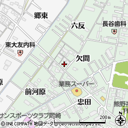 愛知県岡崎市中園町欠間53周辺の地図