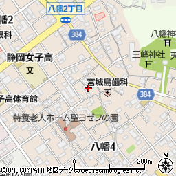 静岡県静岡市駿河区八幡周辺の地図