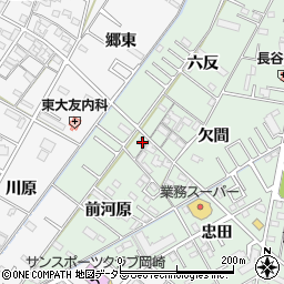 愛知県岡崎市中園町前河原13周辺の地図