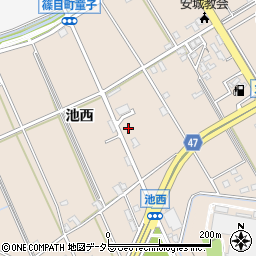 愛知県安城市池浦町池西107周辺の地図
