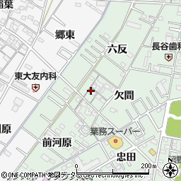 愛知県岡崎市中園町欠間31周辺の地図