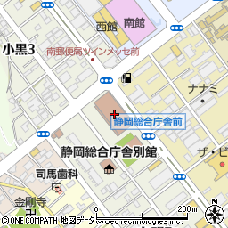 静岡南郵便局　荷物集荷周辺の地図