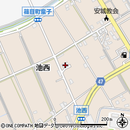 愛知県安城市池浦町池西周辺の地図