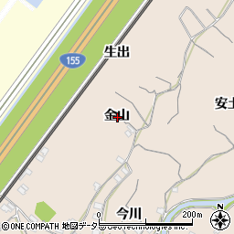 愛知県知多市日長金山周辺の地図