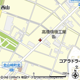 愛知県安城市北山崎町（西山）周辺の地図
