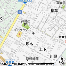 愛知県岡崎市東大友町塚本12周辺の地図